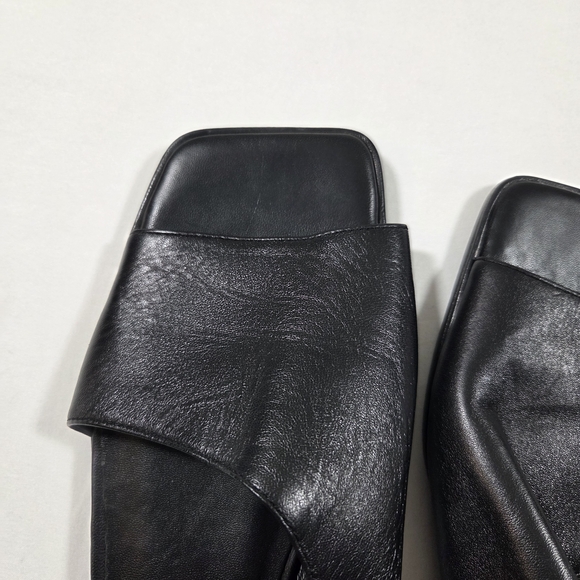 COS Black Slip-On Leather Sandals Square Toe Back Strap EUR 40 SIZE - Picture 2 of 8
